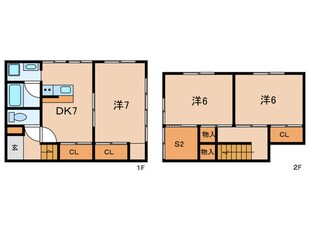 石在町貸戸建の物件間取画像